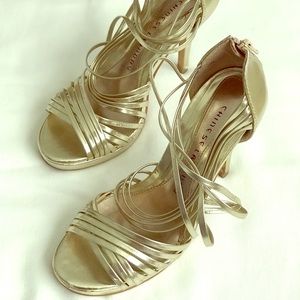 Chinese Laundry Gold Strappy Heels